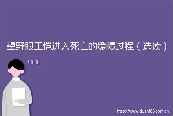 望野眼王恺进入死亡的缓慢过程（选读）