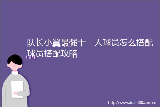 队长小翼最强十一人球员怎么搭配球员搭配攻略