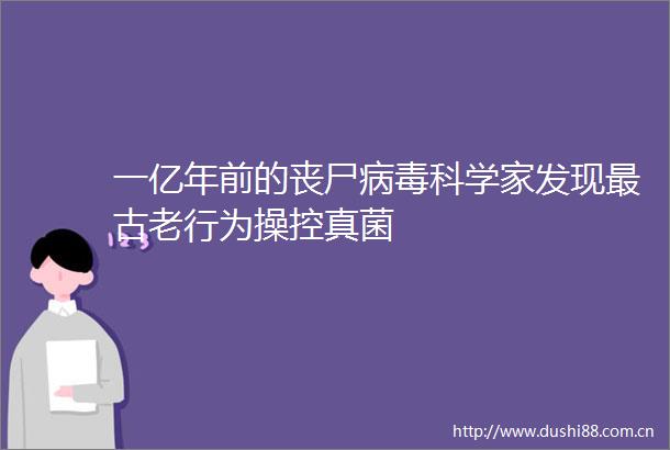 一亿年前的丧尸病毒科学家发现最古老行为操控真菌