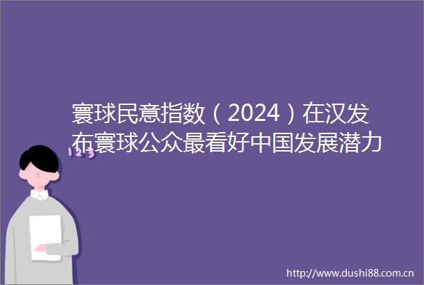 寰球民意指数（2024）在汉发布寰球公众最看好发展潜力