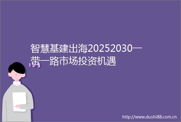 智慧基建出海20252030一带一路市场投资机遇