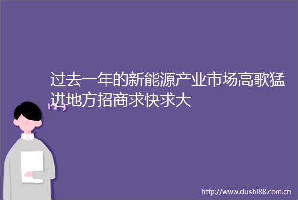 过去一年的新能源产业市场高歌猛进地方招商求快求大