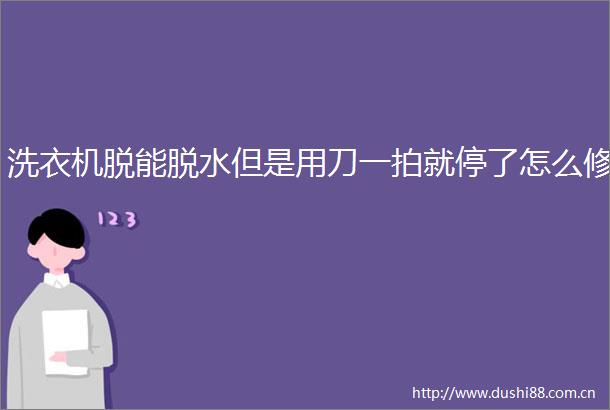 洗衣机脱能脱水但是用刀一拍就停了怎么修