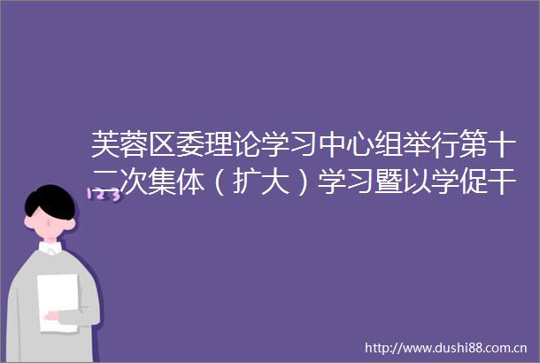 芙蓉区委理论学习中心组举行第十二次集体（扩大）学习暨以学促干专题研讨