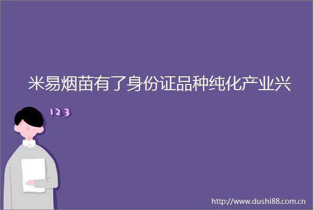 米易烟苗有了身份证品种纯化产业兴