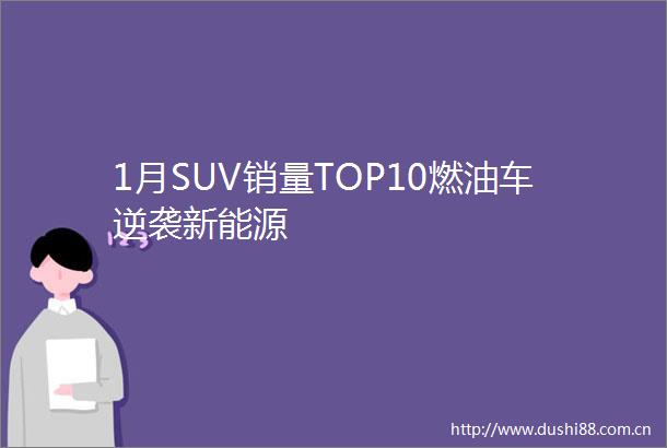 1月SUV销量TOP10燃油车逆袭新能源