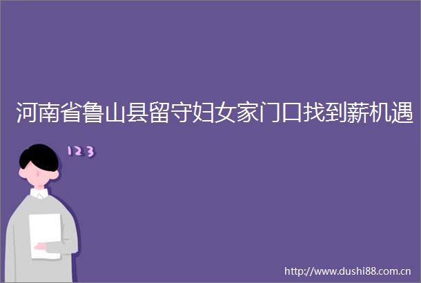 河南省鲁山县留守妇女家门口找到薪机遇