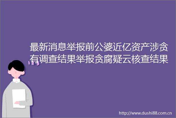 最新消息前公婆近亿资产涉贪有调查结果贪腐疑云核查结果隐身背后的公众关切与反思