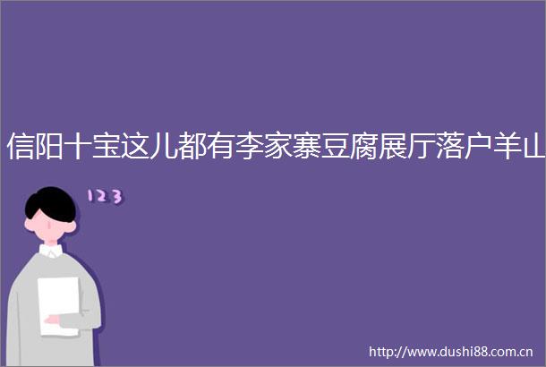 信阳十宝这儿都有李家寨豆腐展厅落户羊山