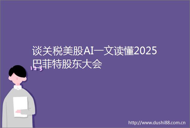 谈关税美股AI一文读懂2025巴菲特股东大会