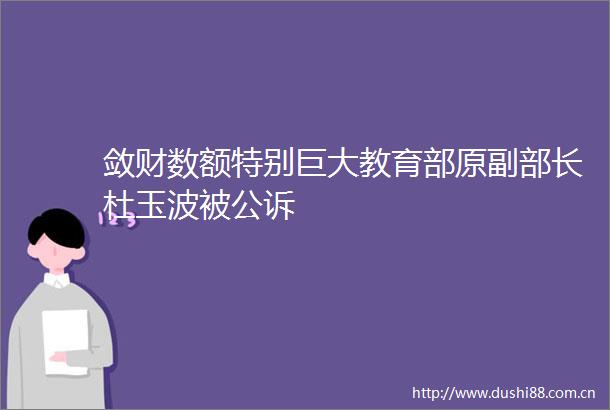 敛财数额特别巨大教育部原副部长杜玉波被公诉
