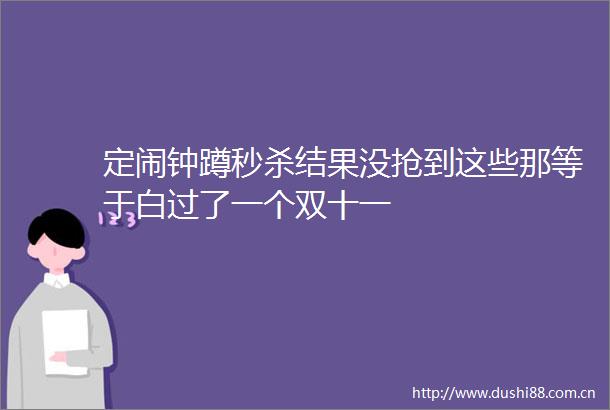 定闹钟蹲秒杀结果没抢到这些那等于白过了一个双十一