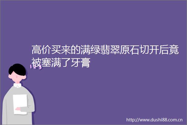 高价买来的满绿翡翠原石切开后竟被塞满了牙膏