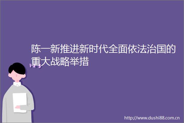 陈一新推进新时代全面依法治国的重大战略举措