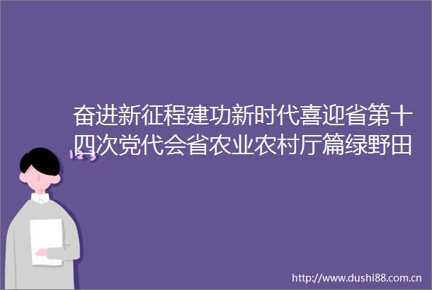 奋进新征程建功新时代喜迎省第十四次党代会省农业农村厅篇绿野田畴起欢歌长卷开篇正当时甘肃省农业农村发展综述