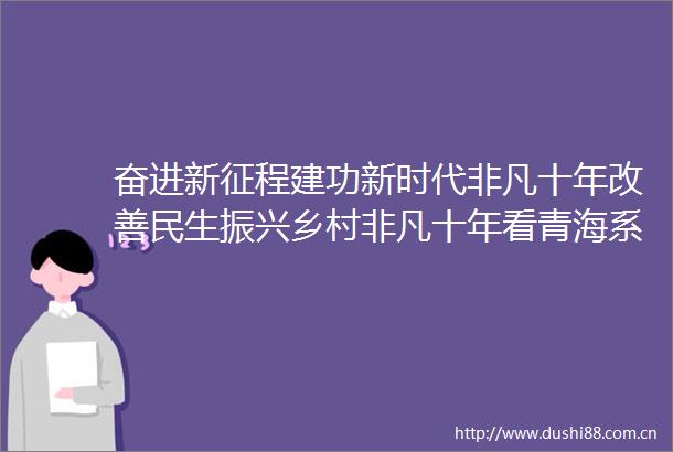 奋进新征程建功新时代非凡十年改善民生振兴乡村非凡十年看青海系列述评之六