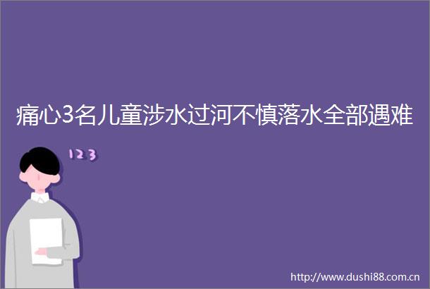 痛心3名儿童涉水过河不慎落水全部遇难