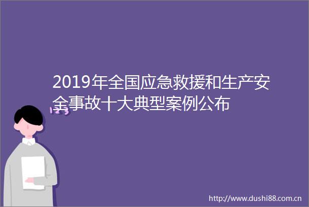 2019年全国应急救援和生产安全事故十大典型案例公布