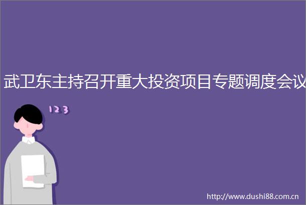 武卫东主持召开重大投资项目专题调度会议