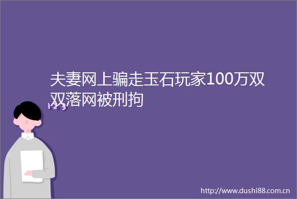 夫妻网上走玉石玩家100万双双落网被刑拘