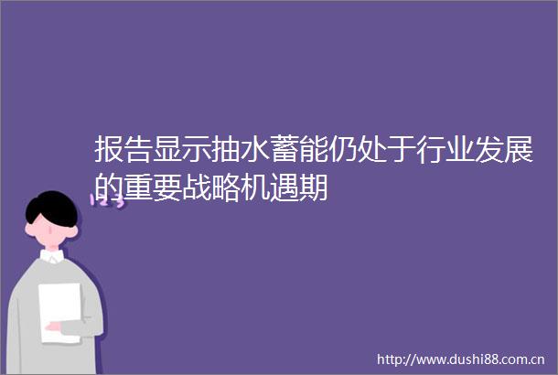 报告显示抽水蓄能仍处于行业发展的重要战略机遇期