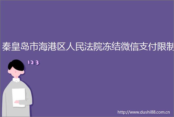 秦皇岛市海港区冻结微信支付限制