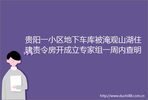贵阳一小区地下车库被淹观山湖住建责令房开成立专家组一周内查明原因（三）
