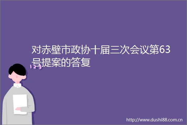 对赤壁市政协十届三次会议第63号提案的答复