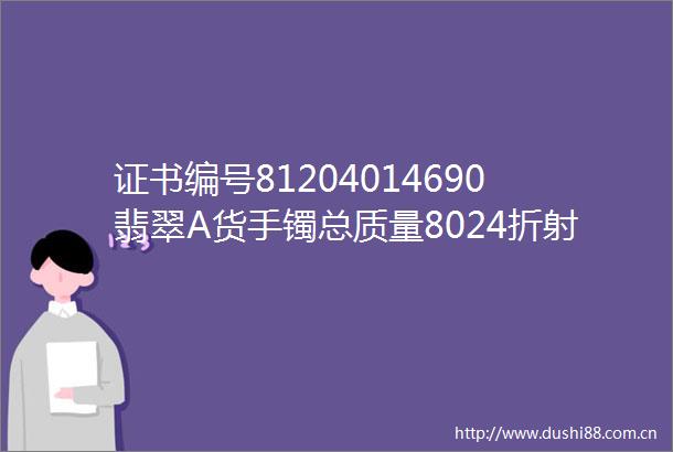 证书编号81204014690翡翠A货手镯总质量8024折射率166点测