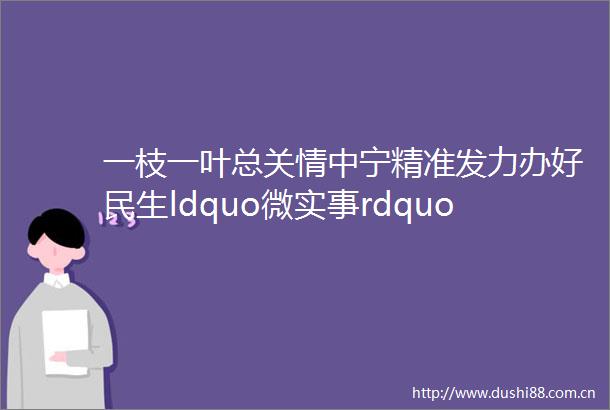 一枝一叶总关情中宁精准发力办好民生ldquo微实事rdquo