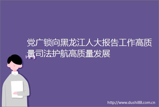 党广锁向黑龙江人大报告工作高质量司法护航高质量发展