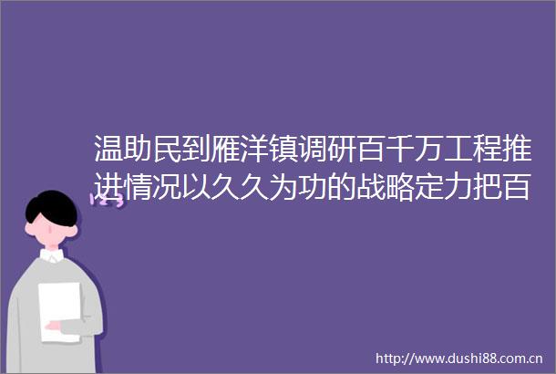 温助民到雁洋镇调研百千万工程推进情况以久久为功的战略定力把百千万工程推向深入