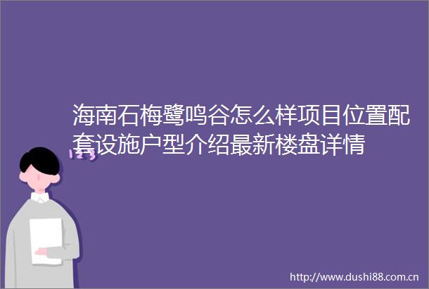 海南石梅鹭鸣谷怎么样项目位置配套设施户型介绍最新楼盘详情