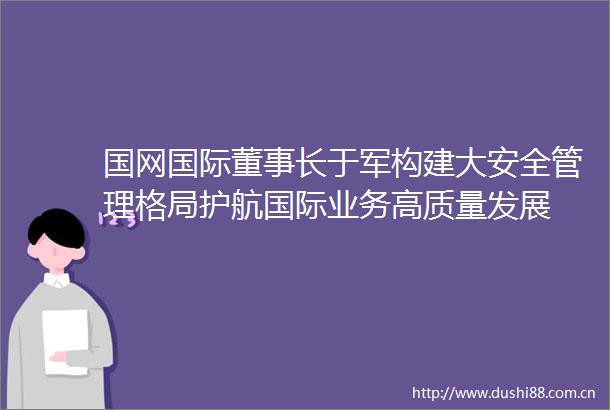 国网国际董事长于军构建大安全管理格局护航国际业务高质量发展
