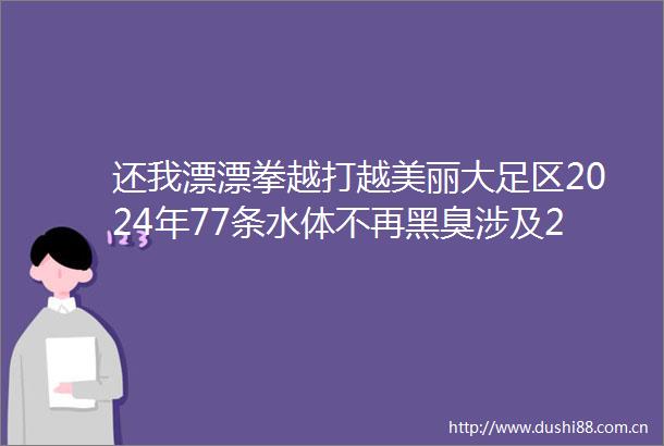 还我漂漂拳越打越美丽大足区2024年77条水体不再黑臭涉及23个镇街59个村社15万余人受益