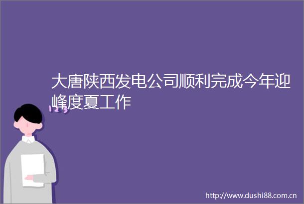 大唐陕西发电公司顺利完成今年迎峰度夏工作