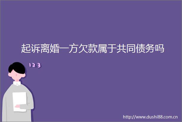 起诉离婚一方欠款属于共同债务吗