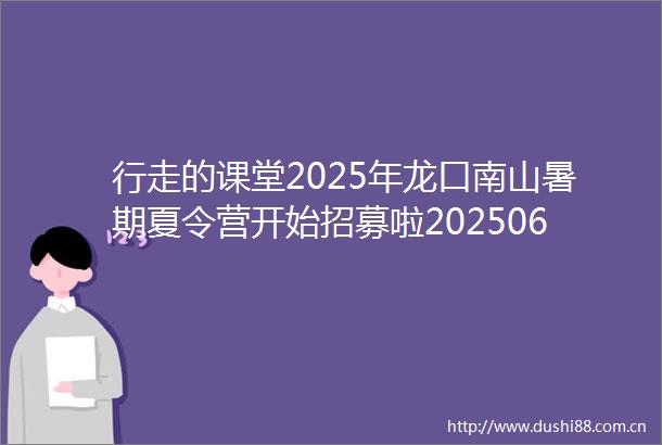 行走的课堂2025年龙口南山暑期夏令营开始招募啦202506251517