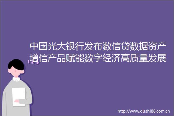 光大银行发布数信贷数据资产增信产品赋能数字经济高质量发展