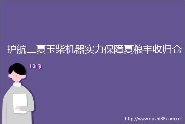 护航三夏玉柴机器实力保障夏粮丰收归仓