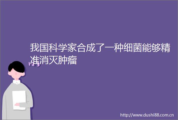 我国科学家合成了一种细菌能够精准消灭肿瘤