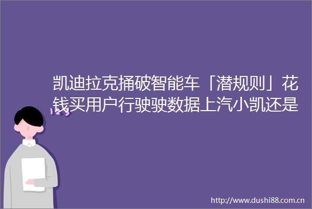 凯迪拉克捅破智能车「潜规则」花钱买用户行驶驶数据上汽小凯还是太嫩
