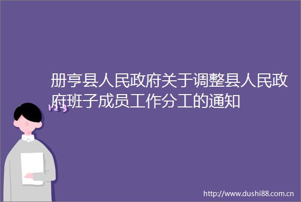 册亨县关于调整县班子成员工作分工的通知