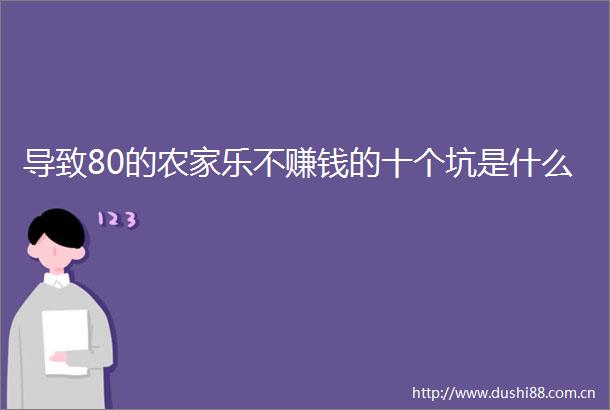 导致80的农家乐不赚钱的十个坑是什么