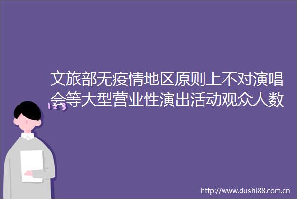 文旅部无疫情地区原则上不对演唱会等大型营业性演出活动观众人数设限