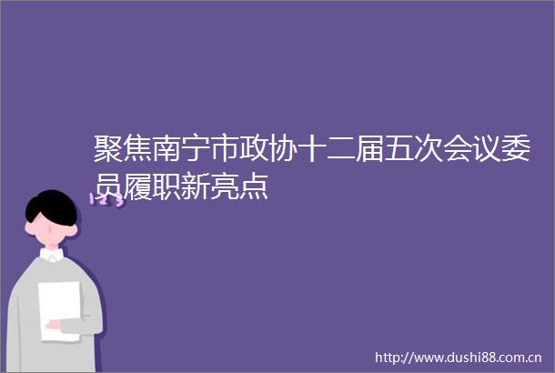 聚焦南宁市政协十二届五次会议委员履职新亮点