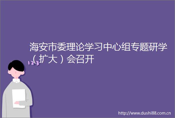 海安市委理论学习中心组专题研学（扩大）会召开