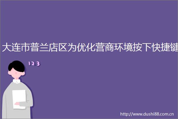 大连市普兰店区为优化营商环境按下快捷键