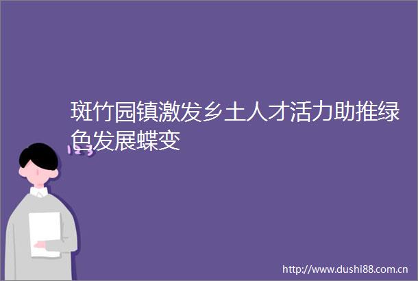 斑竹园镇激发乡土人才活力助推绿色发展蝶变