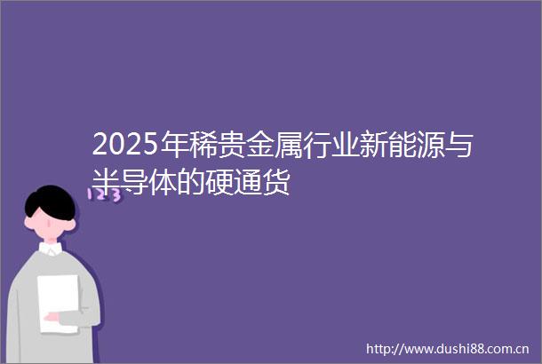 2025年稀贵金属行业新能源与半导体的硬通货